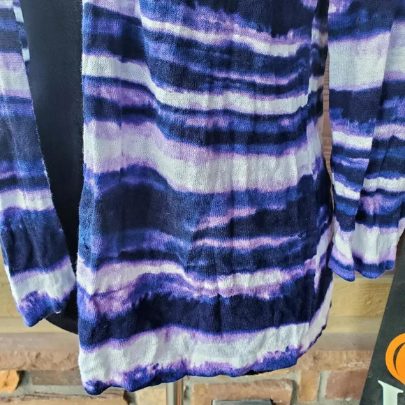 Chico’s Lightweight Soft Stretchy Striped Tie Dye Open Cardigan Size 1 (S/M) - Picture 8 of 9